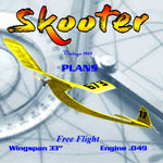 full size printed plan 1959  high-thrust free flight skooter wingspan 33”  engine ½ a