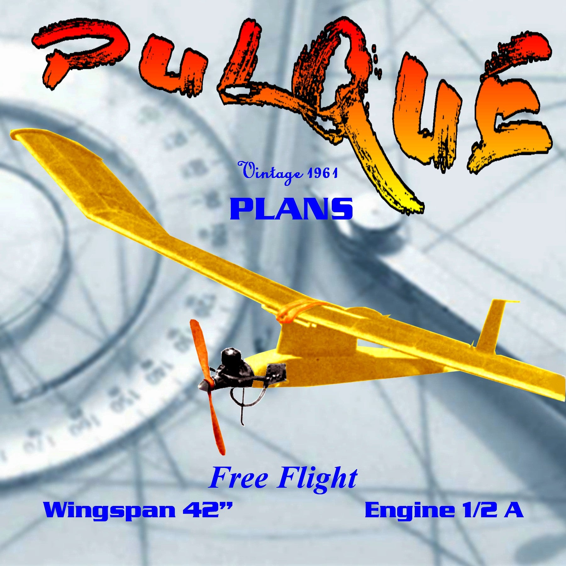 full size printed plan 1961 "pulque" free flight  w/s42”  engine 1/2a basic trainer that can also win