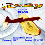 full size printed plans vintage 1958 control line stunt  .29 to .35 ruby exceptionally good flyer