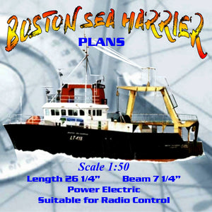 full size printed plans multi-purpose trawler,scale1:50  length 26 1/4"  boston sea harrier
