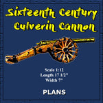 full size printed plans  sixteenth century culverin cannon scale 1:12  length 17 1/2"  width 7"