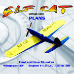full size printed plan vintage 1959 control line stunter elf cat easy-to-build good looker