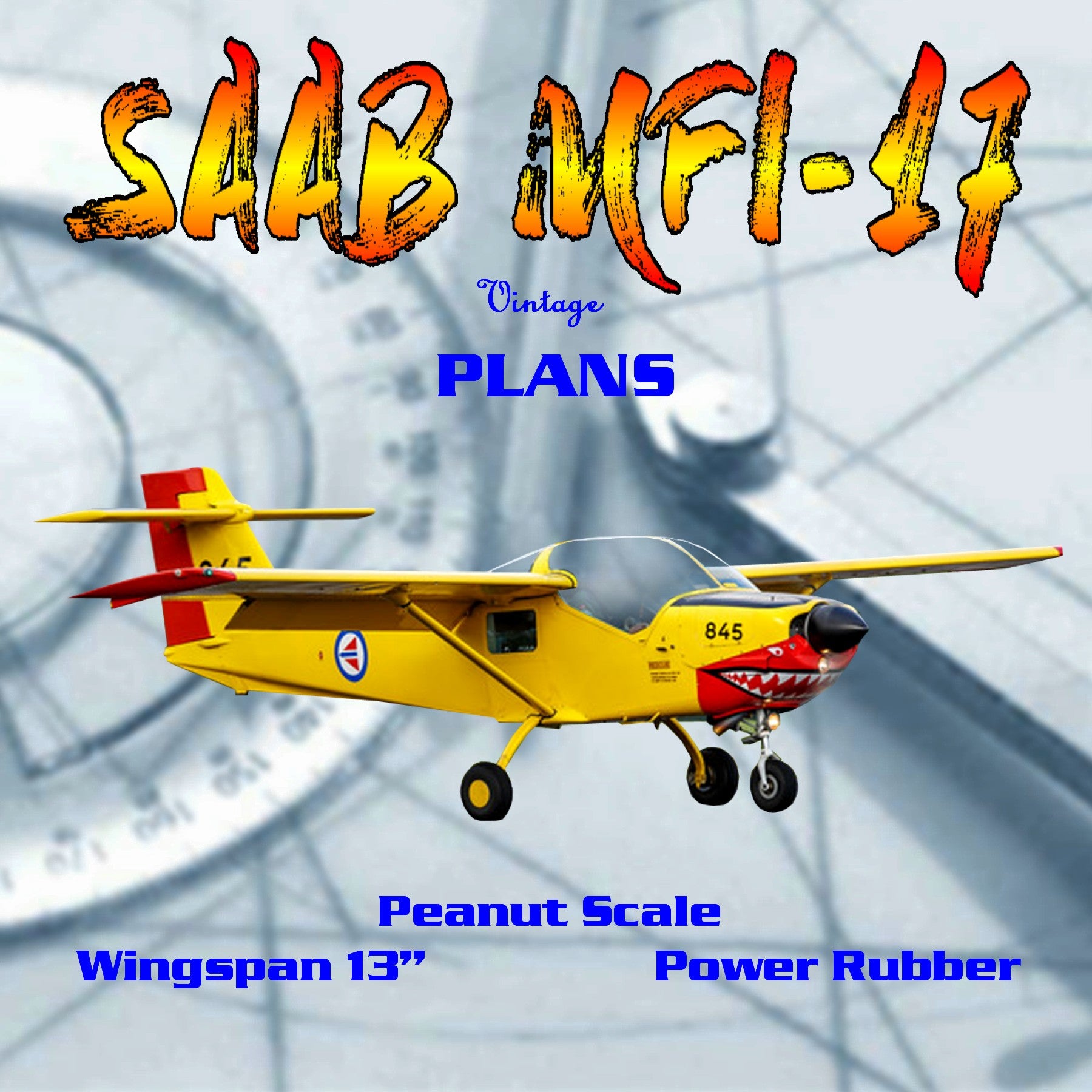 full size printed plans peanut scale "saab mfi-17" room for a fairly big prop, even on rog.