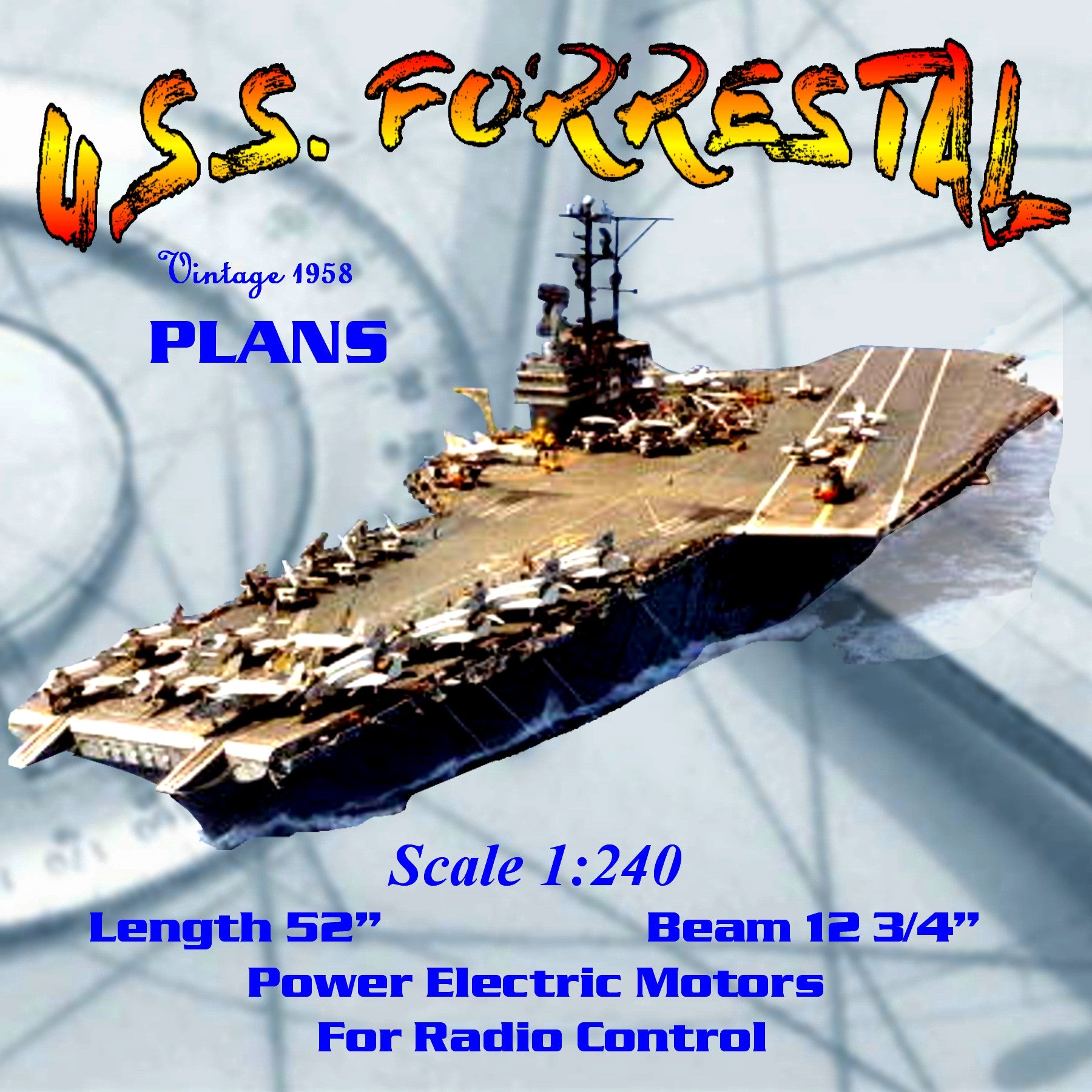 full size printed plan vintage 1958 scale 1:240 aircraft carrier u.s.s. forrestal  what a model she makes!