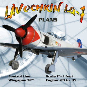 full size printed plans soviet fighter scale 1“= 1 control line  wingspan 32” lavochkin la-7