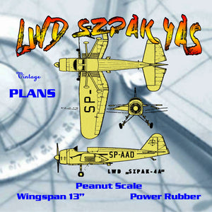 full size printed plans peanut scale " lwd szpak 4as "  flies well in fairly tight left circles