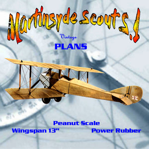 full size printed plans peanut scale "martinsyde scout s.1" lot of fun in the air. for a biplane