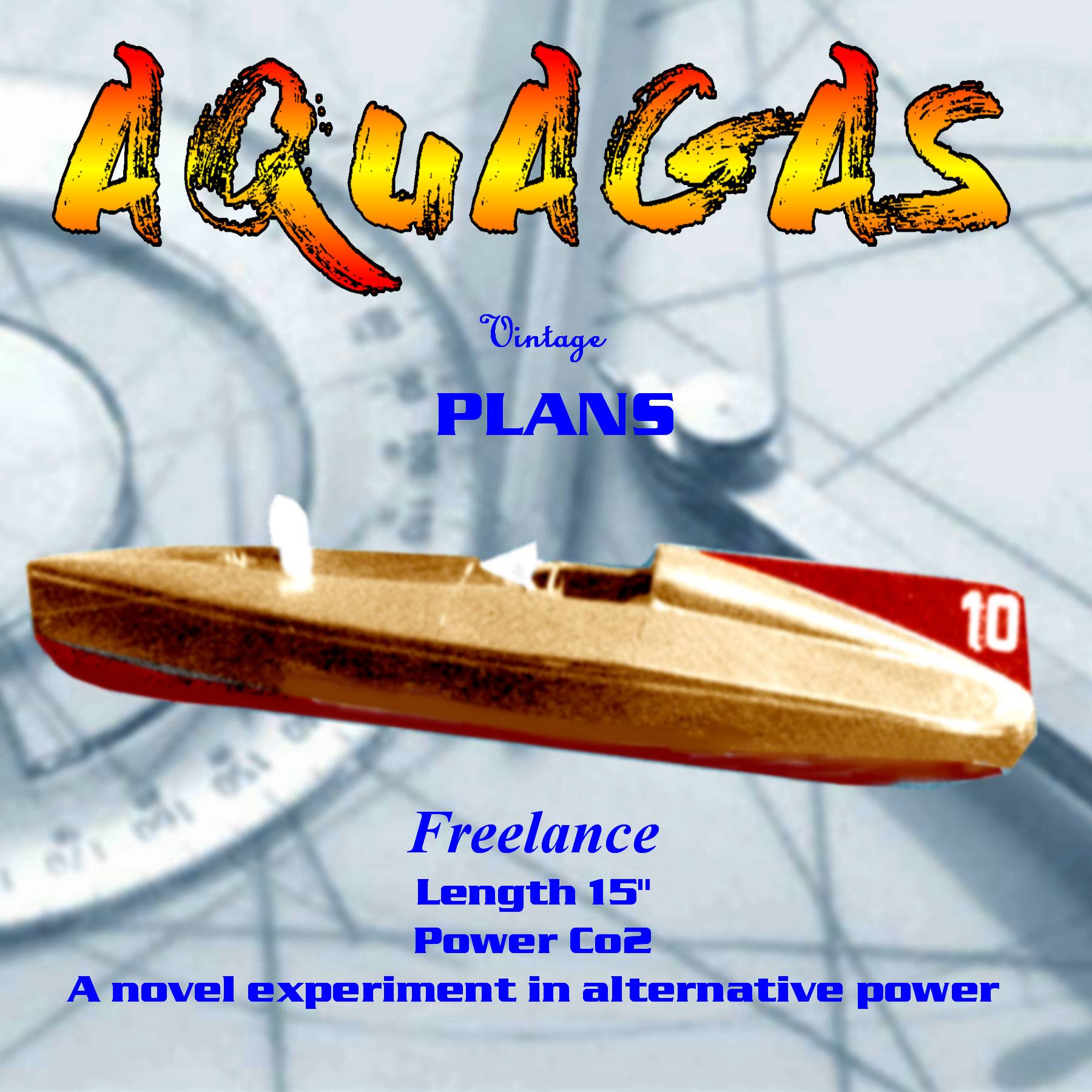 printed plan project for beginners aquagas boat length 15"  power co2