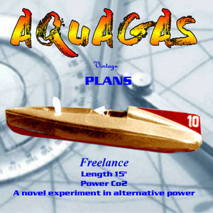 printed plan project for beginners aquagas boat length 15"  power co2