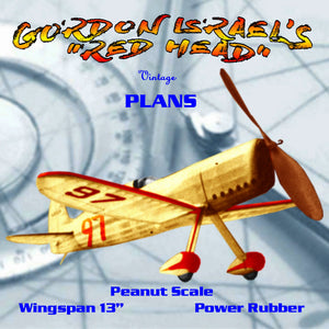 full size printed plans peanut scale gordon israel’s "red head"  sleek little racer,