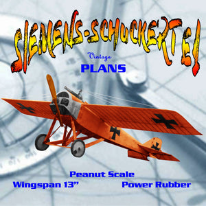 full size printed plans peanut scale "siemens-schuckert e1" peanut that really needs no building instructions,
