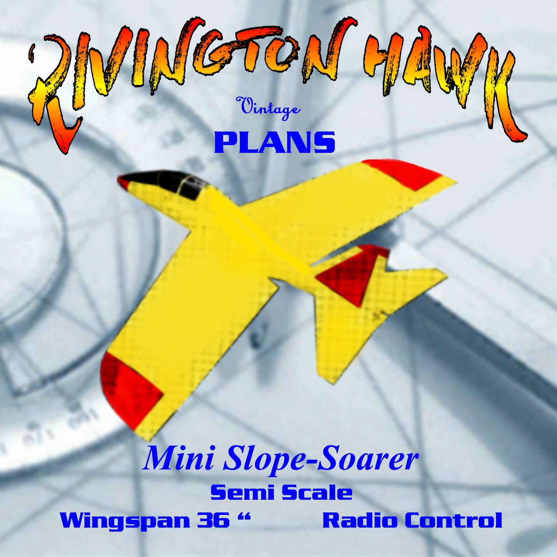 full size printed plans mini slope-soarer semi scale  w/s36 inch  for 2 channel radio control