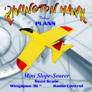 full size printed plans mini slope-soarer semi scale  w/s36 inch  for 2 channel radio control