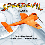 full size printed plan  1/2 a control line speed speedevil wingspan 9 ”  engine .049