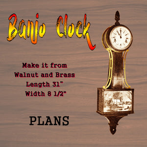 printed plans make your own  banjo  clock  make it from walnut and brass length 31