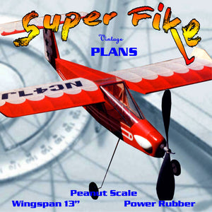 full size printed plans wingspan 13 3/4" super fike
