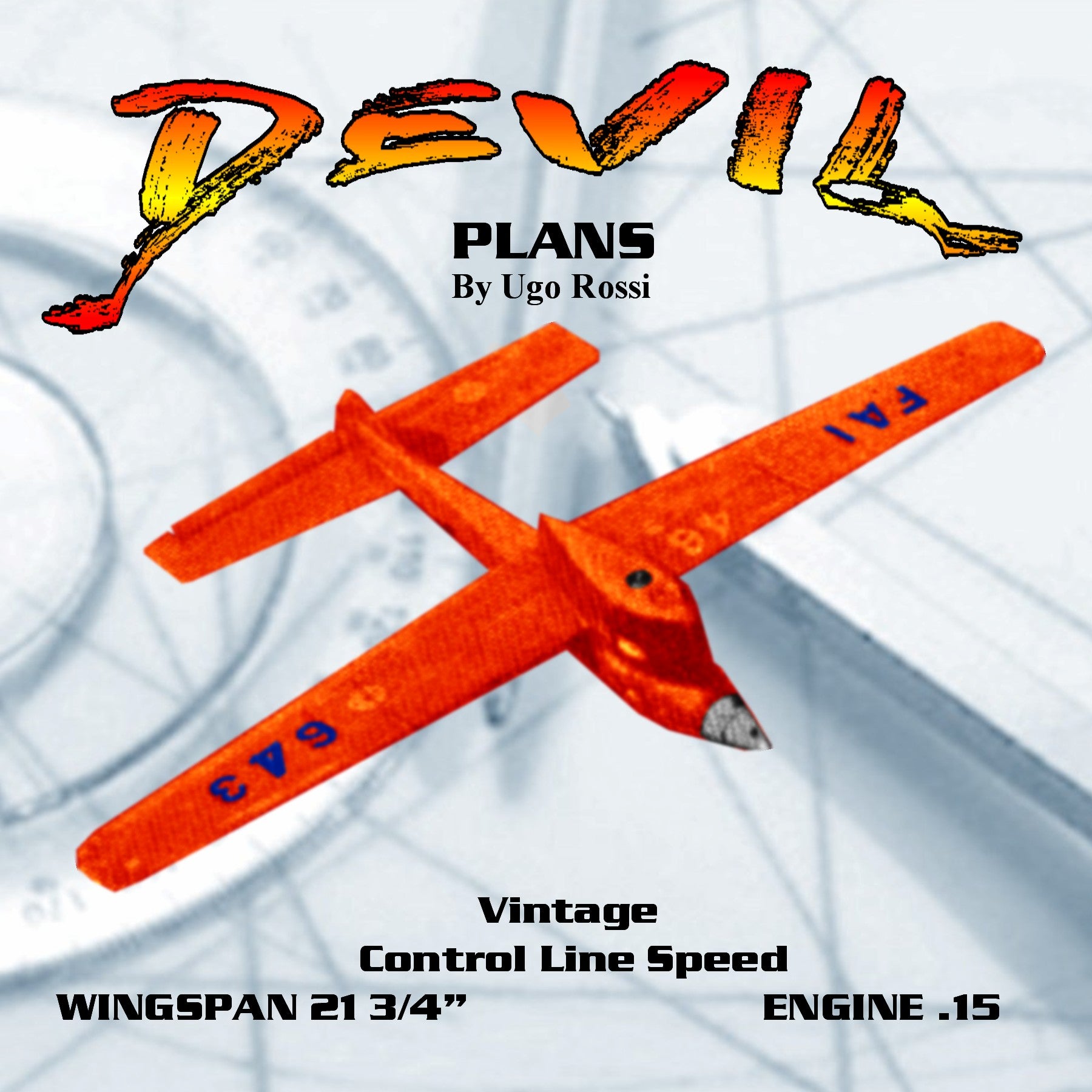 full size printed plans 1960 control line speed  devil most successful f.a.i.