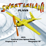 full size printed plan  1/2 a  1975 control line speed sweet leilani engine .049 wingspan 12