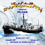 full size printed plans scale 1:16, r.n.l.b.  lifeboat l 39”  b11”  suitable for radio control