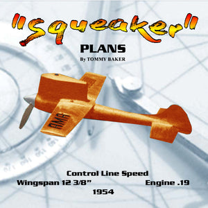 full size printed plan  1954   control line speed'squeaker" this cl. a won everything!