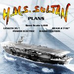 full size printed plans semi-scale 1:168 escort carrier  l 35"suitable for radio control