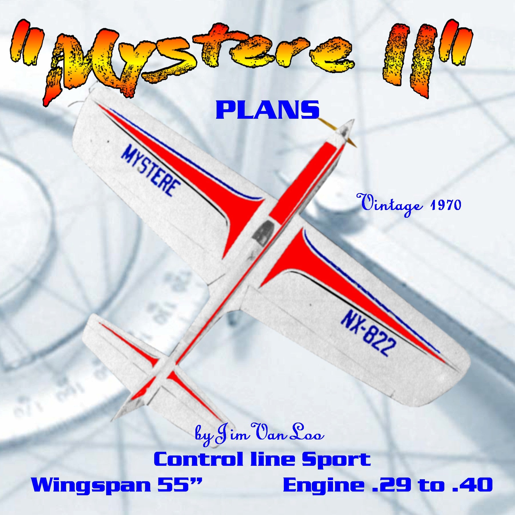 full size printed plans vintage 1970 control line stunt "mystere ii" contest aircraft in every sense