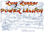 full size printed plan scale 32" rum runner launch suitable for radio control