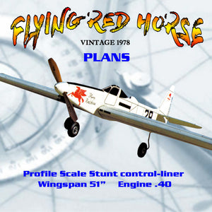 full size printed plans vintage 1978 profile scale stunt control‑liner not a kit or model  flying red horse  flys very well..