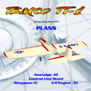 full size printed plans vintage 1959 nostalgic 30 stunt temco tt-1 fun of building a model from scratch