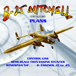 full size printed plans vintage 1963 semi-scale twin engine stunter b-25 mitchell