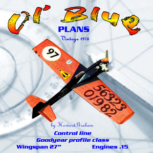 full size printed plan goodyear profile racer scale 1:8 control line "ol' blue" nationals winning