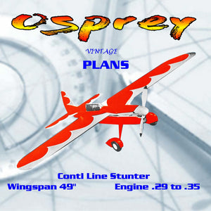 full size printed plan vintage 50s-60s control line stunter .29 to .35 osprey gorgeous stunt