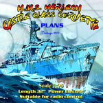 full size printed plans castle class corvette 32" 1:96 scale  for radio control
