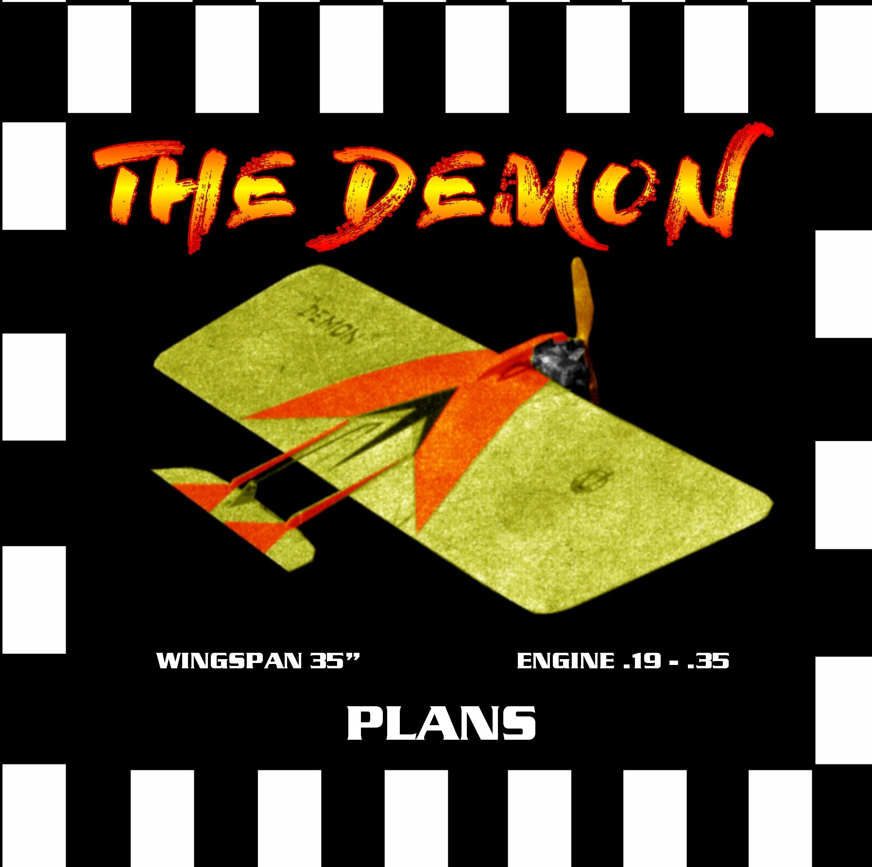 full size printed plan & building notes combat, fast or slow, *the demon* wingspan 35”  engine .19 - .3