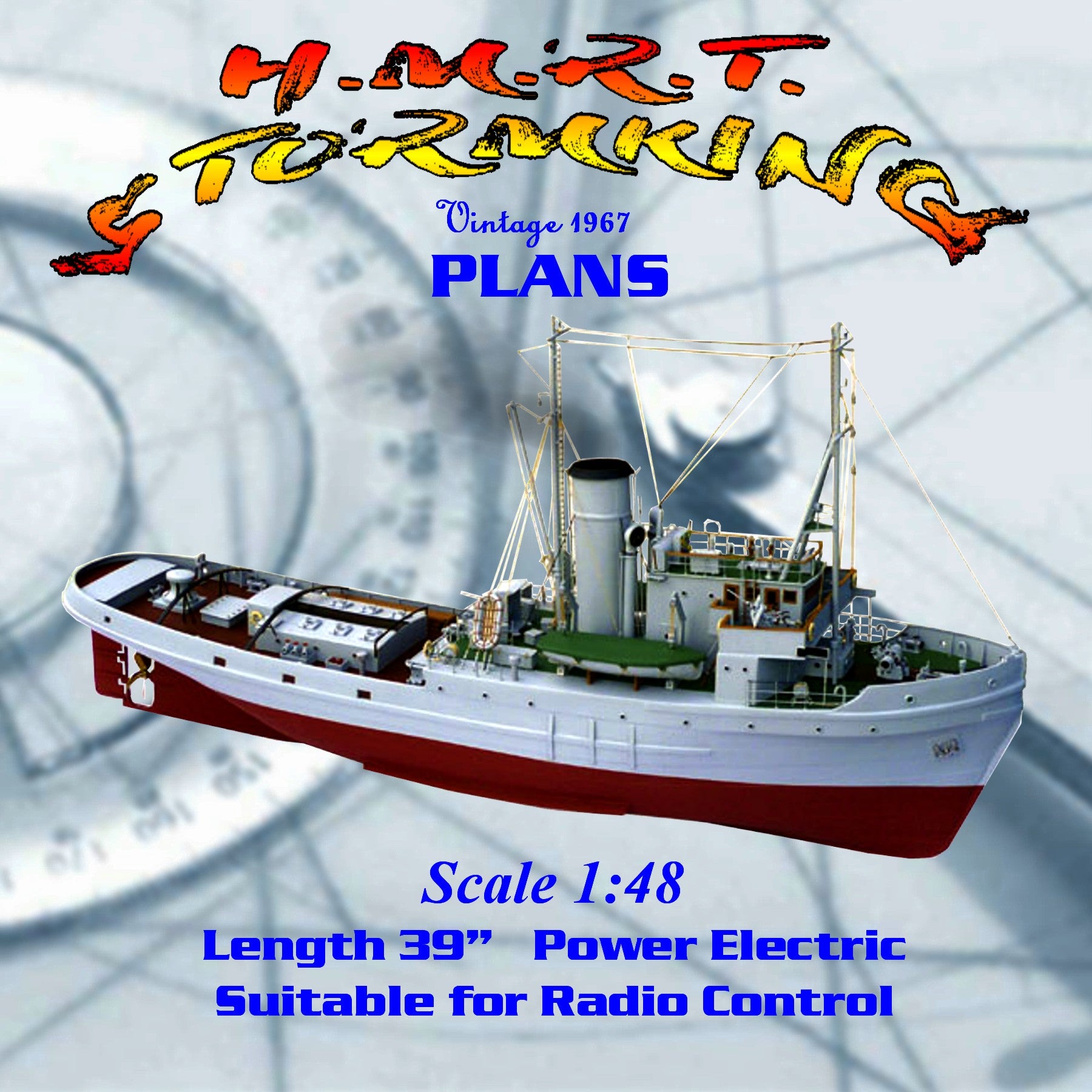 full size printed plan 1/48 scale 39"class assurance escort & rescue tug