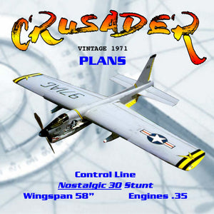 full size printed plan vintage 1971 semi-scale nostalgic 30 stunt crusader construction is kept fairly simple