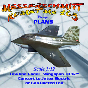 full size printed scale 1:12 messerschmitt komet me 163 glider or convert to ducted fan
