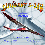 full size printed plan scale glider 50 in. w/s slope soarer "slingsb y s-21b"
