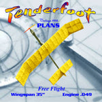 full size printed plan vintage 1958 free flight  wingspan 35”  engine .049 "tenderfoot" wonderful trainer. you can build it.