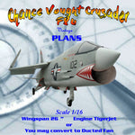 full size printed plan scale 1/16 chance vought crusader f8u  tigerjet or convert to ducted fan