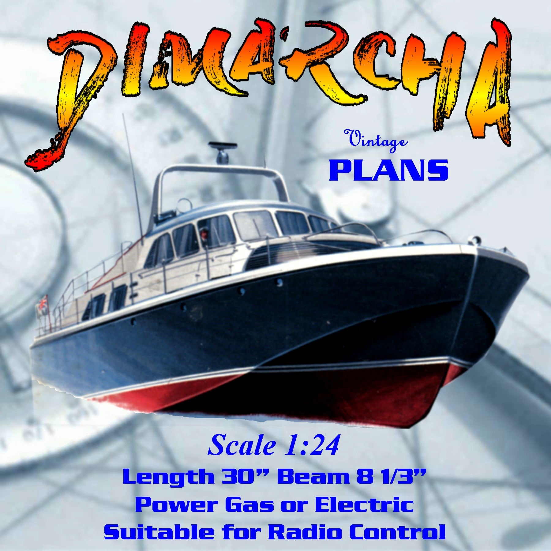full size printed plan scale 1:24  l 30 vosper deep sea motor yacht dimarcha