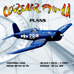 full size printed plans control line, scale 1:12, wing span 41", corsair f4u-1a