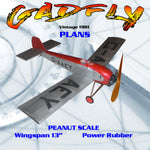 full size printed plans vintage 1981 peanut scale "gadfly"  best in the golden age
