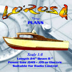 full size printed plans two-berth cabin cruiser lorosa semi-scale 1:8  length 24“ suitable for radio control
