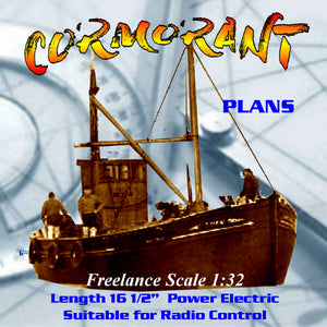 full size printed plans inshore trawler cormorant freelance 1:32 scale suitable for small radio control