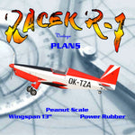 full size printed plans peanut scale " racek r-7" it is a great flyer; 70-second flights