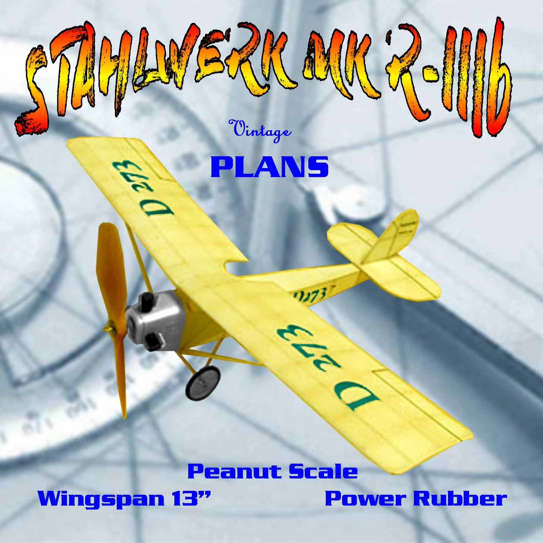 full size printed plans peanut scale 13" & 15" "stahlwerk mk r-iiib"  it's a natural for flying scale.