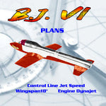 full size printed plan control line jet speed b.j. vi worlds fastest model