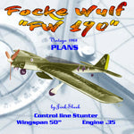 full size printed plan vintage 1968 control line semi-scale stunt focke wulf "fw 190"