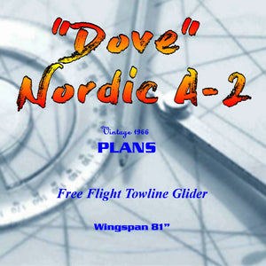 full size printed plan high performance nordic a-2 glider wingspan 81” "dove "